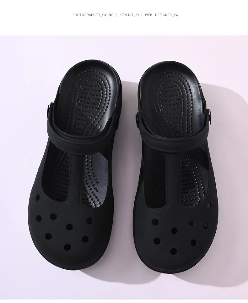 Summer New Women's Contrast Cave Shoes Thick Sole Non-slip Wear-resistant Fashionable Simple Indoor and Outdoor Baotou Beach Sandals — feature 19