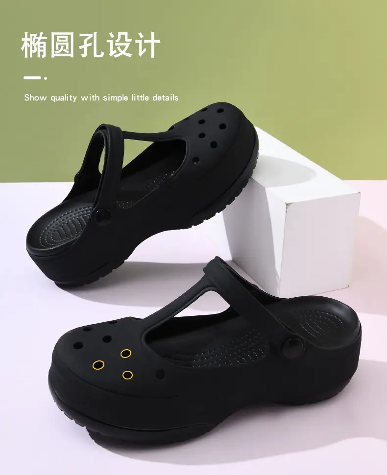 Summer New Women's Contrast Cave Shoes Thick Sole Non-slip Wear-resistant Fashionable Simple Indoor and Outdoor Baotou Beach Sandals — feature 5