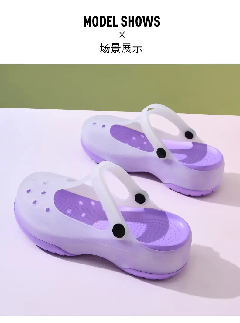 Summer New Women's Contrast Cave Shoes Thick Sole Non-slip Wear-resistant Fashionable Simple Indoor and Outdoor Baotou Beach Sandals — feature 9