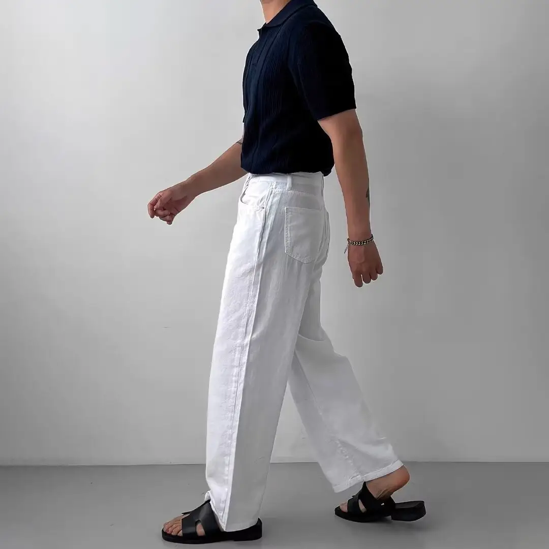 Men Navy Knit Hollow Polo Shirt Half Sleeve - Image 2