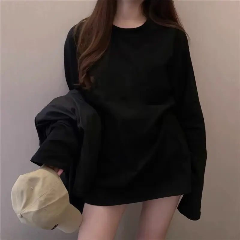 Women White Long Sleeve Cotton T-Shirt