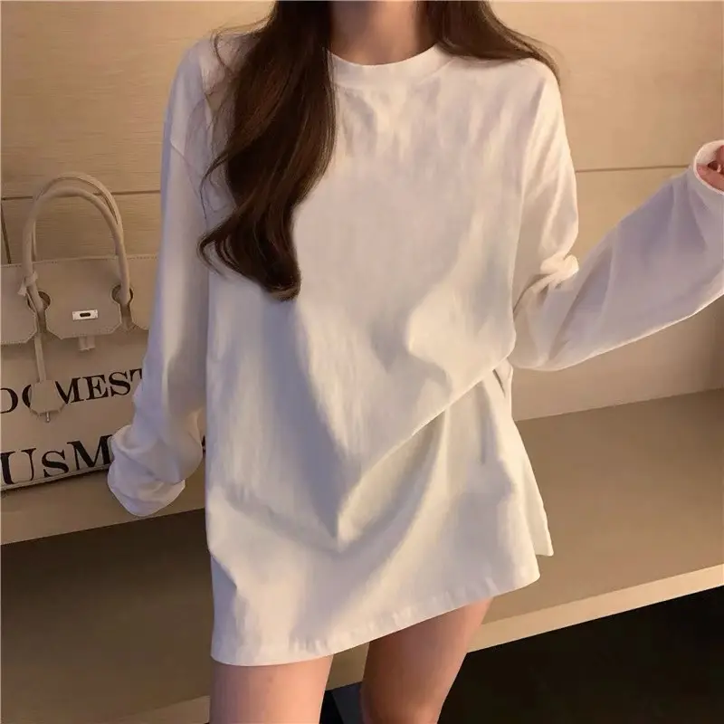 Women White Long Sleeve Cotton T-Shirt