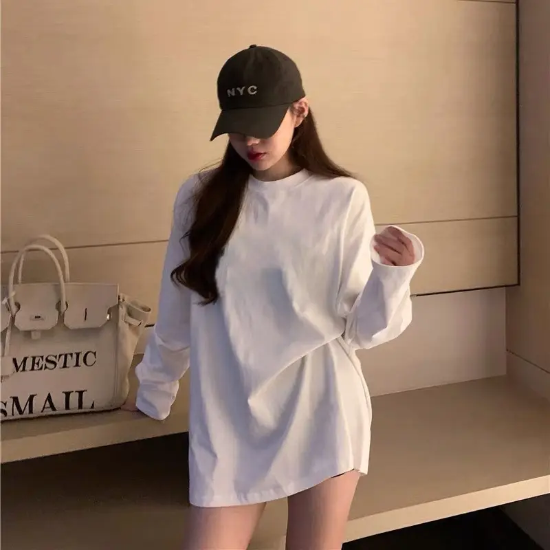 Women White Long Sleeve Cotton T-Shirt