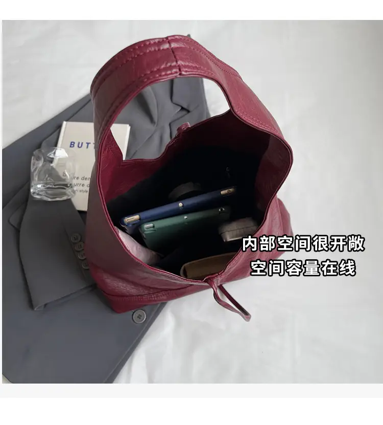 Large Capacity Women's Tote Bag Brown Leather Winter Shoulder — feature 16