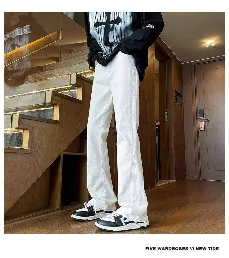 Men's White Slim Fit Jeans with Black Sneakers — feature 5