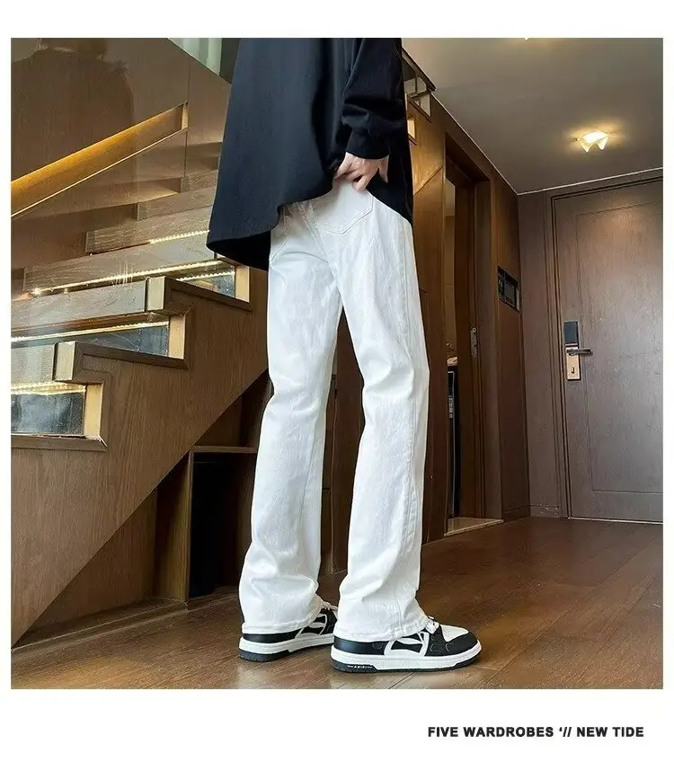 Men's White Slim Fit Jeans with Black Sneakers — feature 6