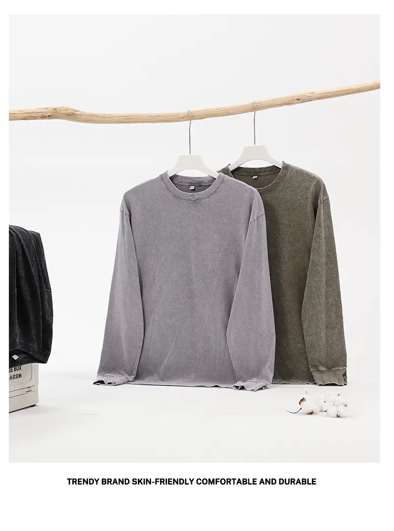 Heavy Cotton Crew Neck T-Shirt Retro Base Wholesale — feature 9