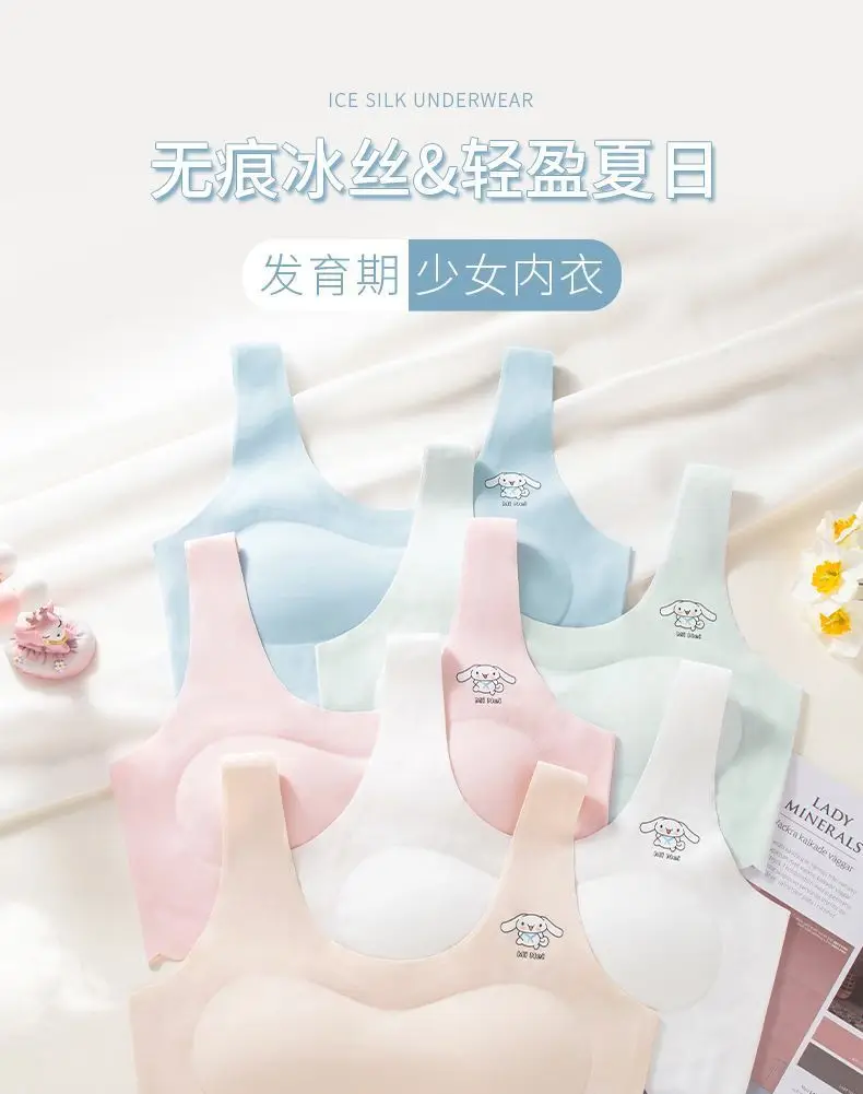 Sports Bra, Puberty Girls' Development Period Girls' Vest with Breast Pads, Girls' Anti-Exposure Vest — feature 1