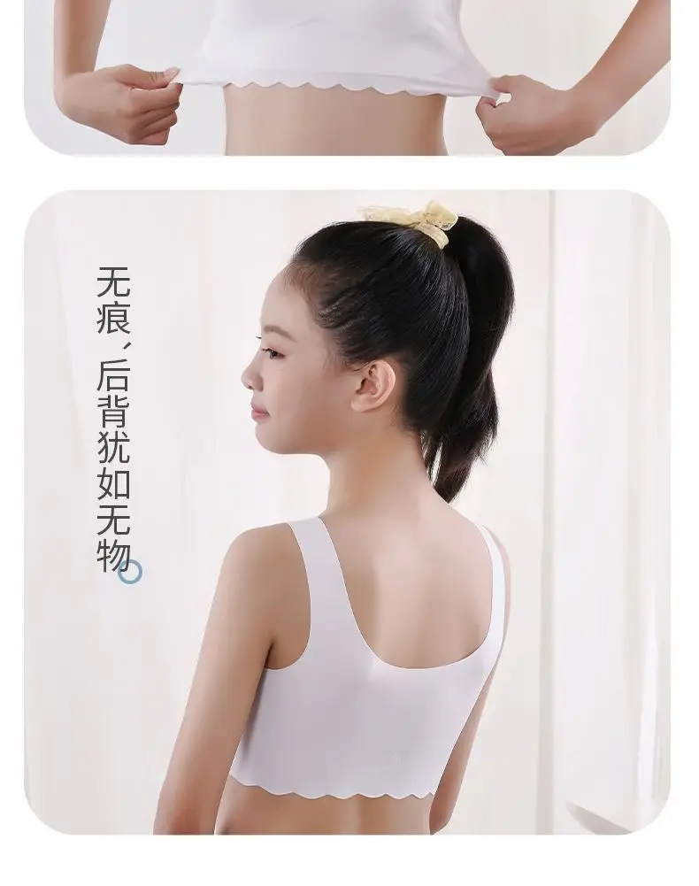 Sports Bra, Puberty Girls' Development Period Girls' Vest with Breast Pads, Girls' Anti-Exposure Vest — feature 22