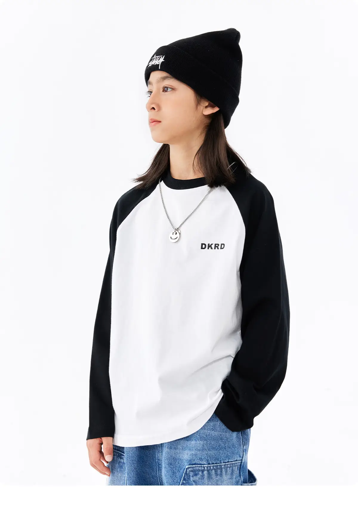 Retro American Style Kids T-Shirt White Black Cotton Big Size — feature 18