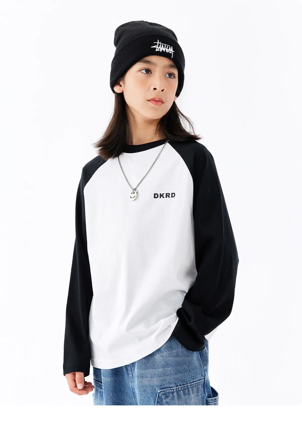 Retro American Style Kids T-Shirt White Black Cotton Big Size — feature 19