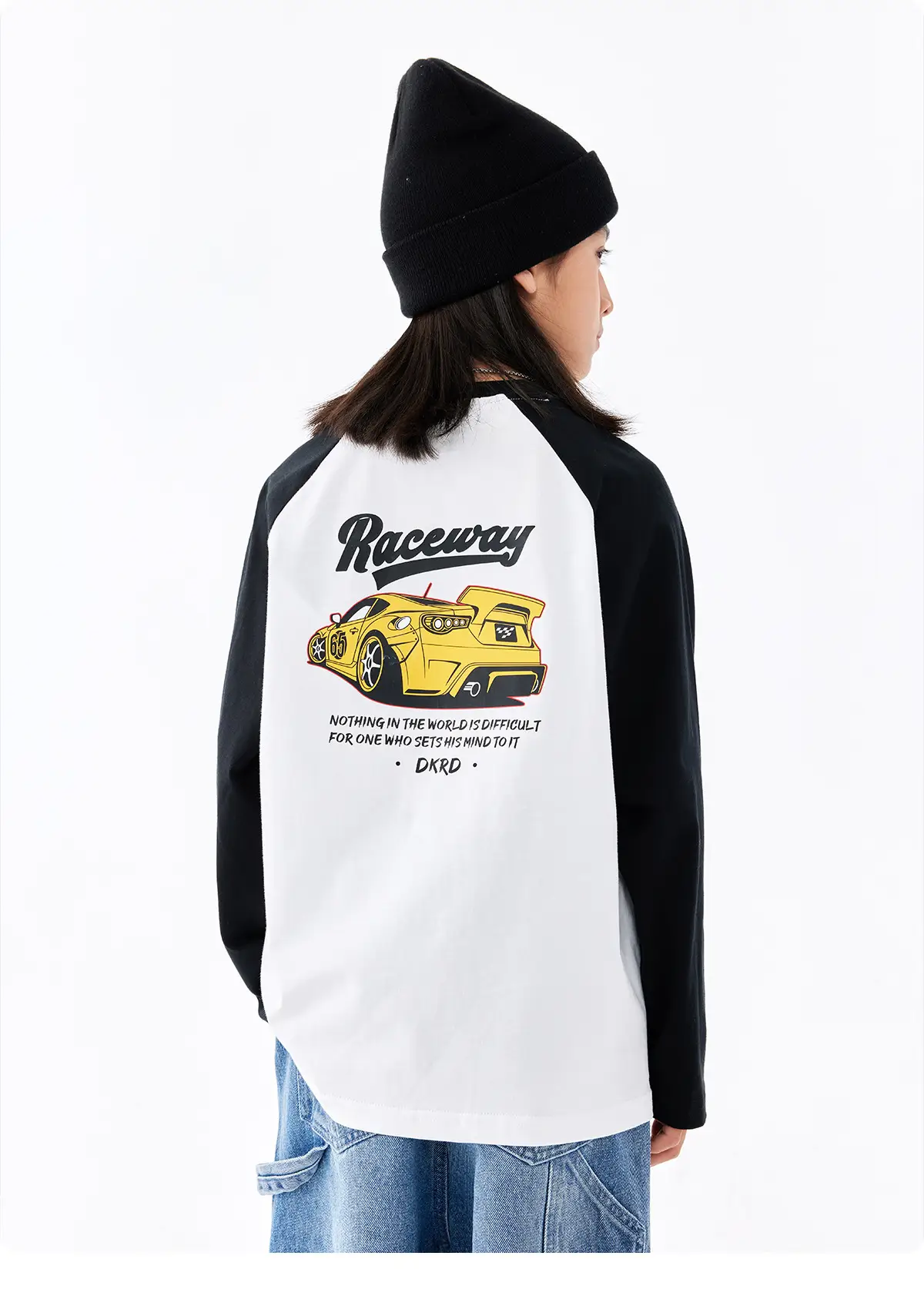 Retro American Style Kids T-Shirt White Black Cotton Big Size — feature 20