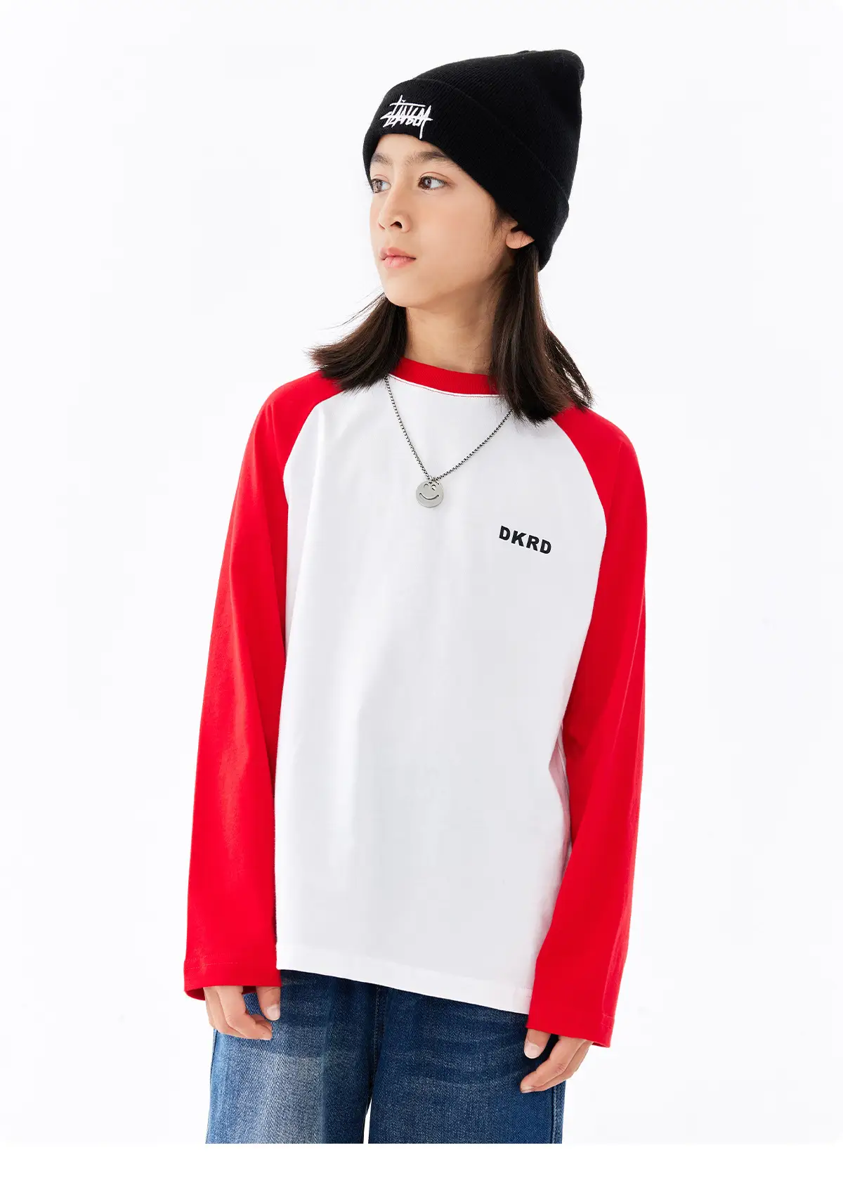Retro American Style Kids T-Shirt White Black Cotton Big Size — feature 24