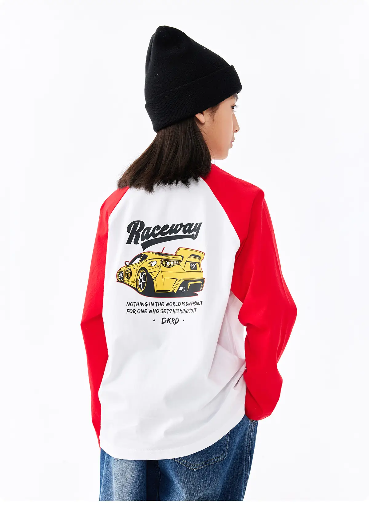 Retro American Style Kids T-Shirt White Black Cotton Big Size — feature 26