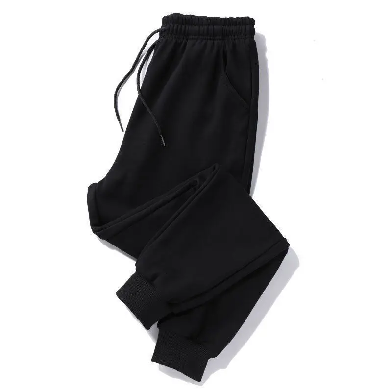 Men's Black Striped Warm Pants Plus Size Wide Leg