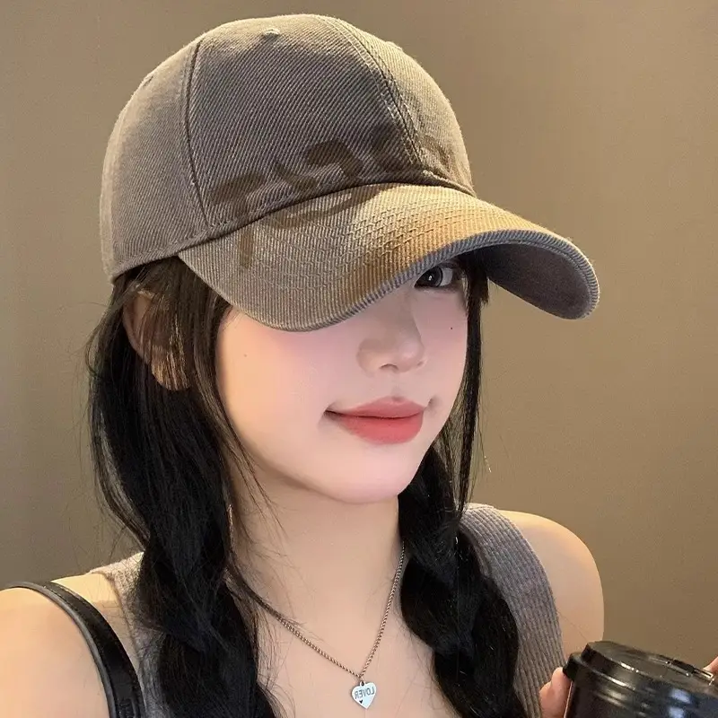 Washed Red Letter Baseball Cap Women Large - Image 6