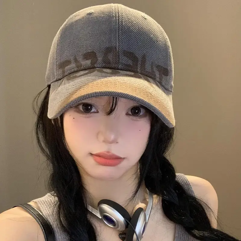 Washed Red Letter Baseball Cap Women Large - Image 7