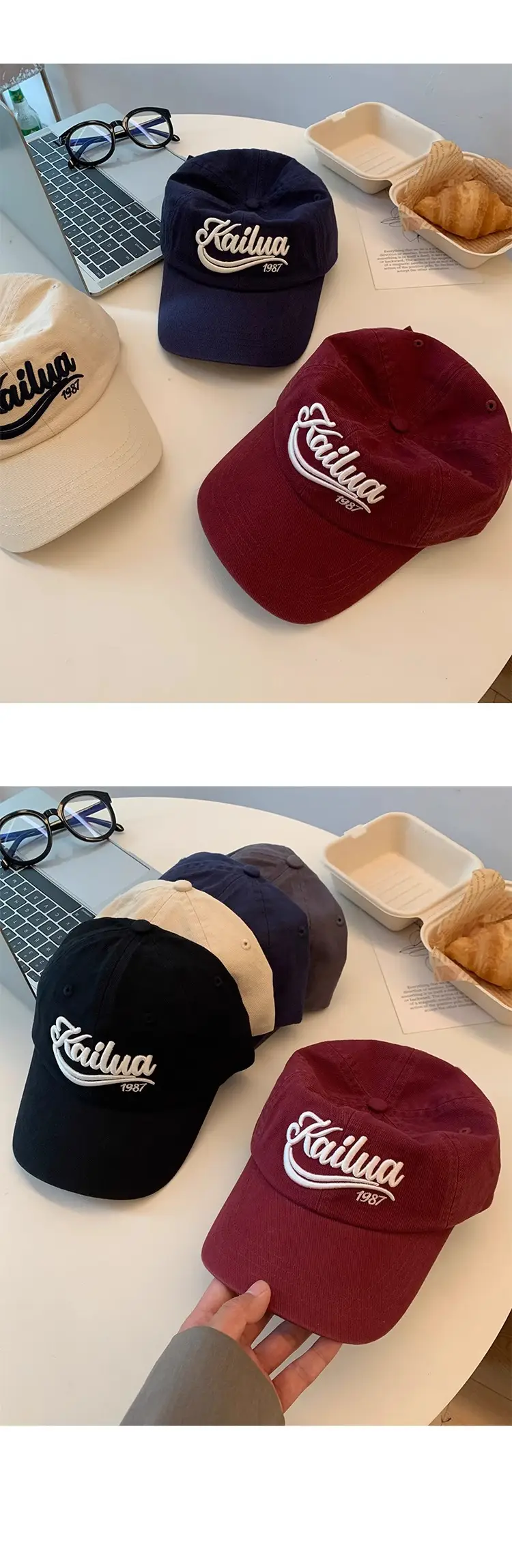 Vintage Letter Embroidered Red Baseball Cap Women — feature 10