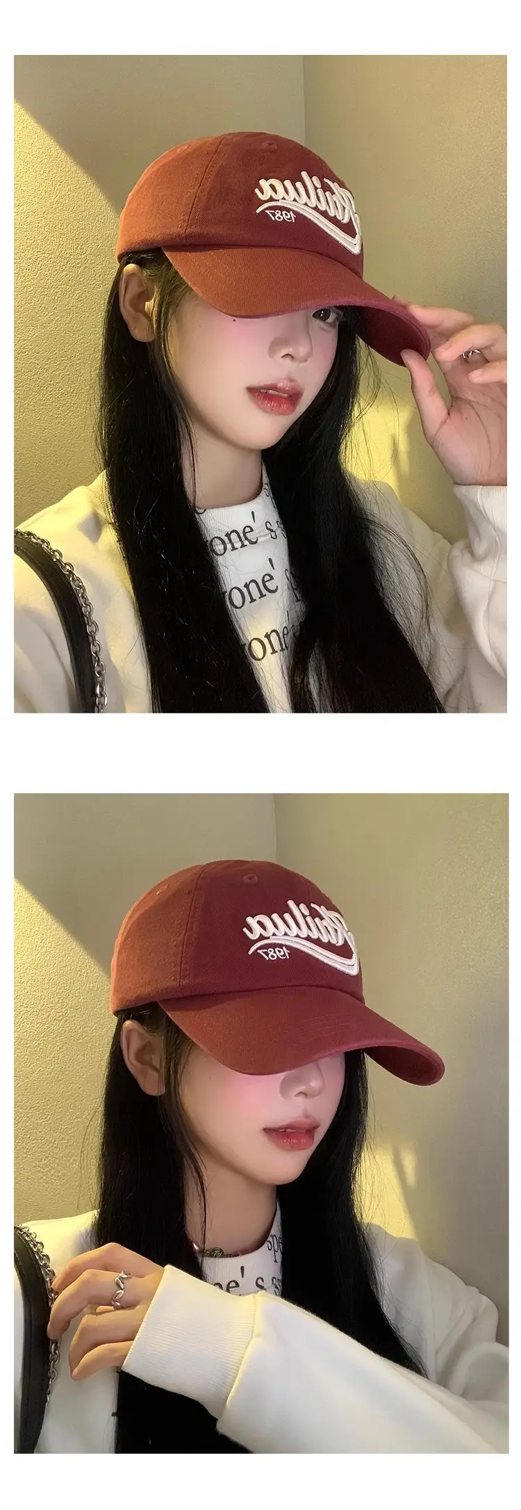 Vintage Letter Embroidered Red Baseball Cap Women — feature 6