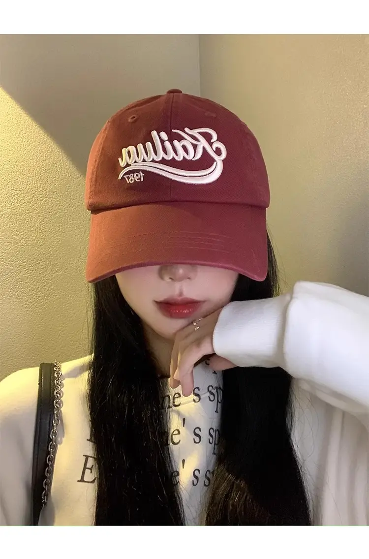 Vintage Letter Embroidered Red Baseball Cap Women — feature 8