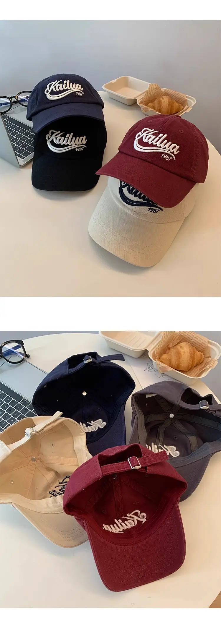 Vintage Letter Embroidered Red Baseball Cap Women — feature 9