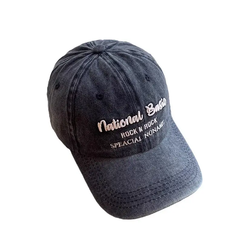 National Baseball Cap Women Retro Face Shown Small Cap Washed Old Big Head Wide Brim Hat - Image 11