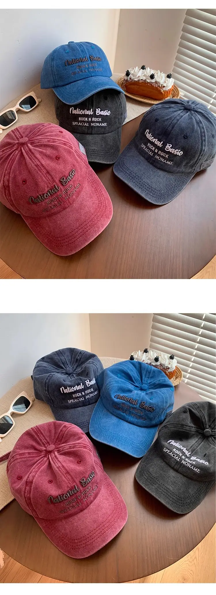 National Baseball Cap Women Retro Face Shown Small Cap Washed Old Big Head Wide Brim Hat — feature 8