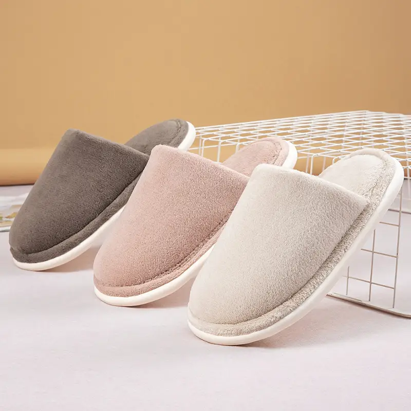 Cotton Slippers Autumn and Winter Couple Indoor Warm Bedroom Soft Sole Non-slip fleece-lined Thickened Coral Fleece Slippers Home Shoes