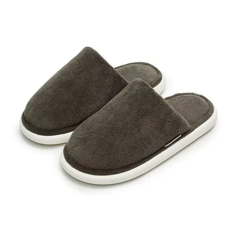Cotton Slippers Autumn and Winter Couple Indoor Warm Bedroom Soft Sole Non-slip fleece-lined Thickened Coral Fleece Slippers Home Shoes