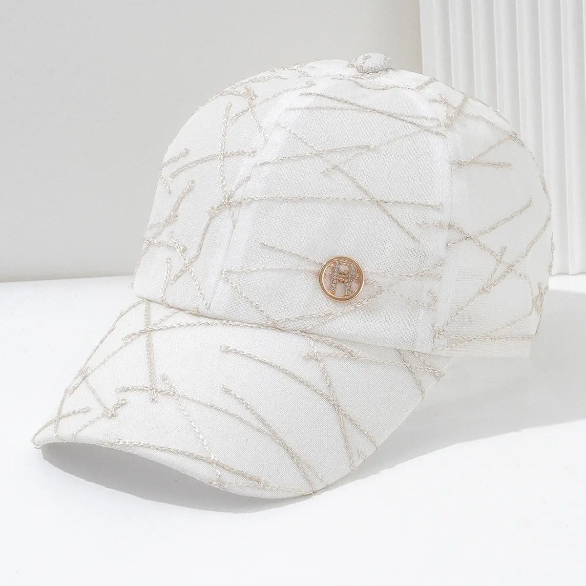 Black Quilted Hip-hop Cap with Metal Logo - Image 6
