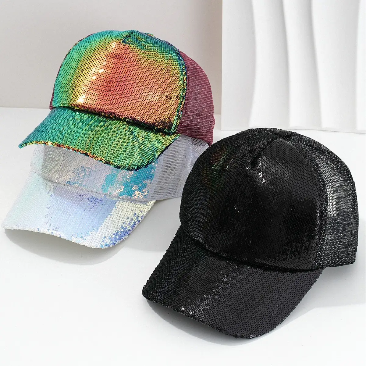 Shiny Blue Sequin Baseball Cap for Men Women - Image 4