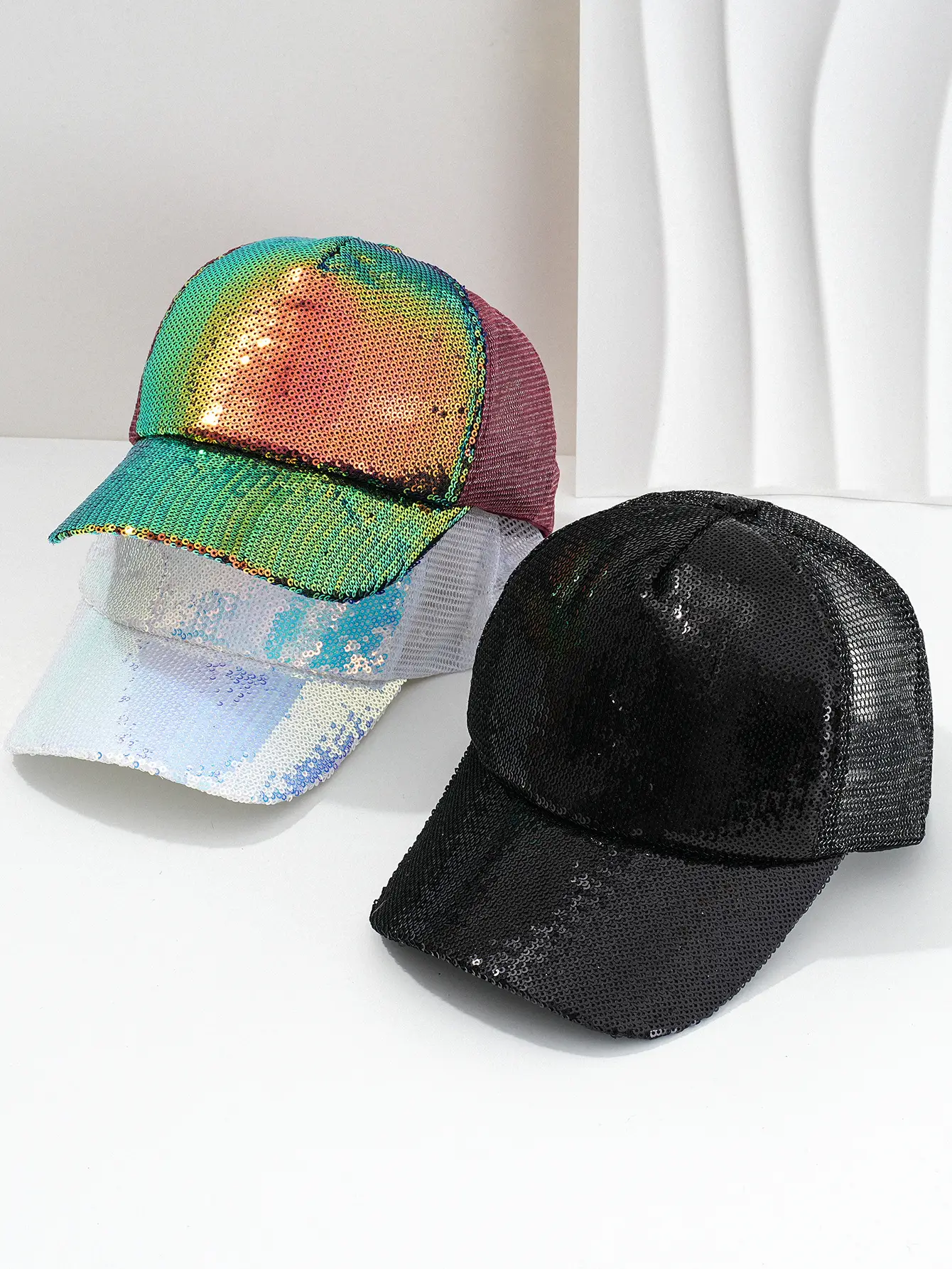 Shiny Blue Sequin Baseball Cap for Men Women — feature 2