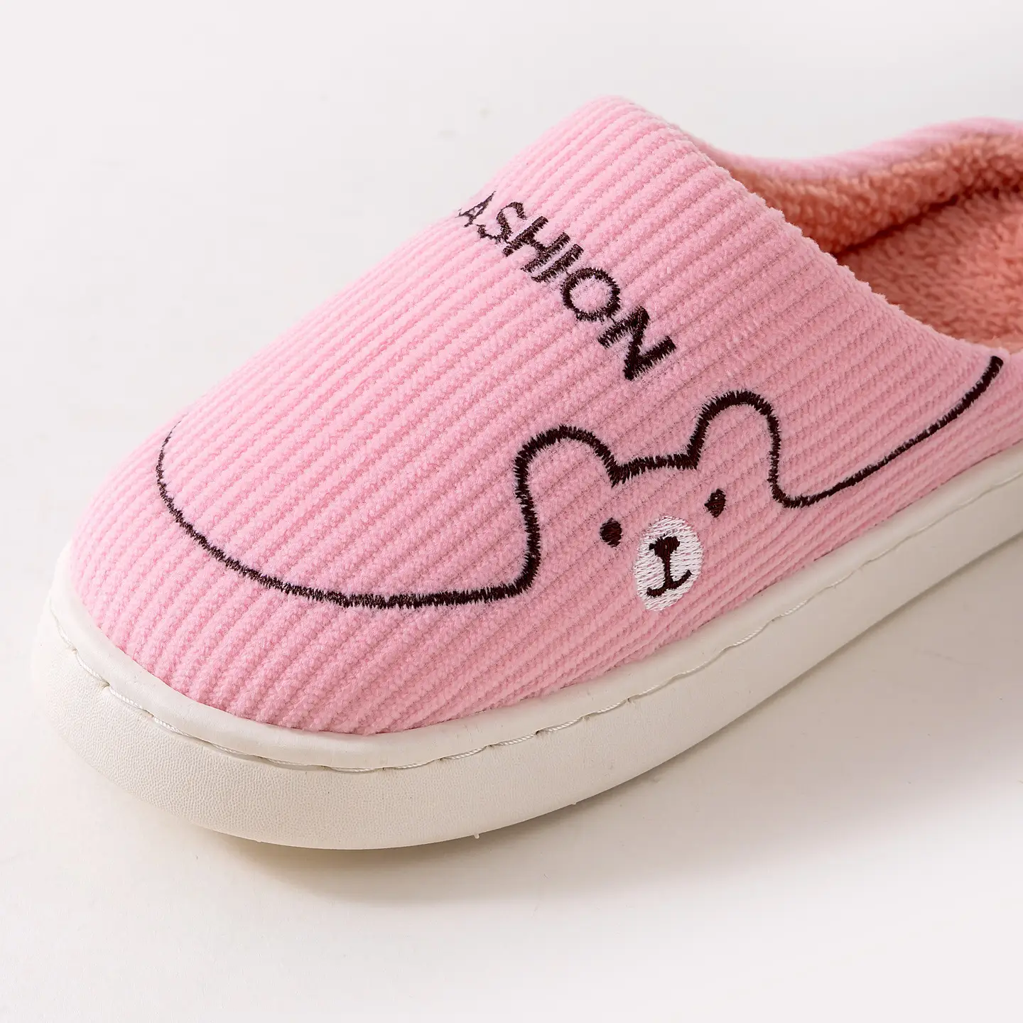 Pink Cotton Warm Slippers for Women Men Autumn Winter - Image 11
