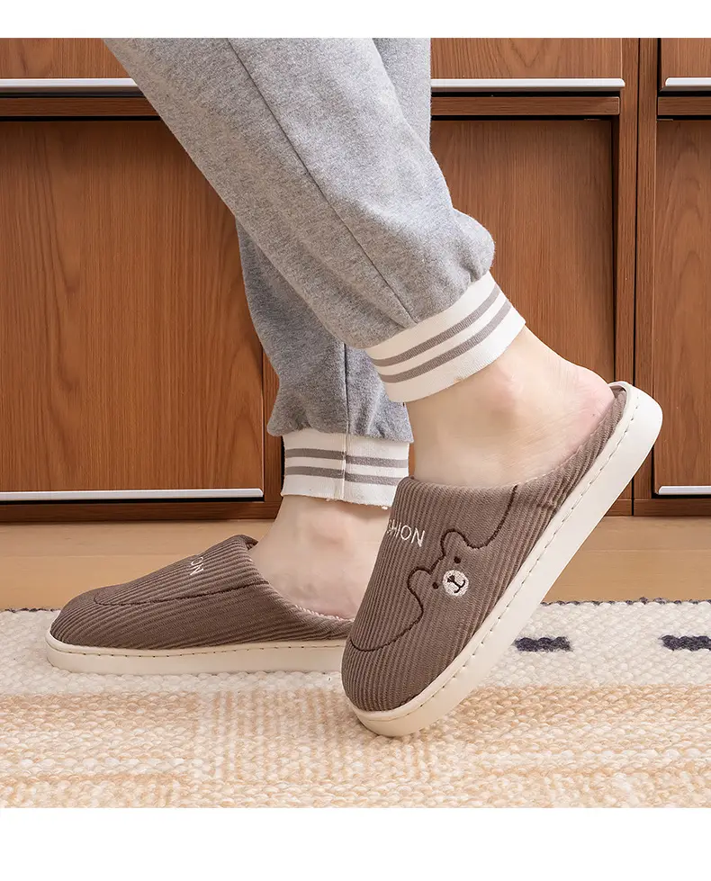 Pink Cotton Warm Slippers for Women Men Autumn Winter — feature 20