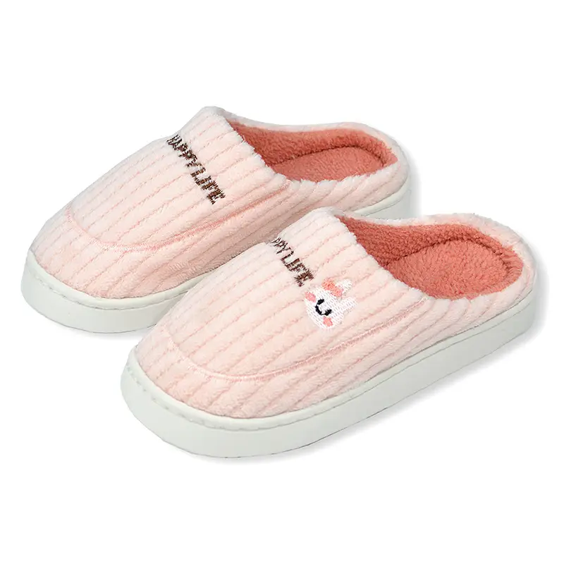 Pink Cotton Warm Slippers for Women Men Autumn Winter - Image 6