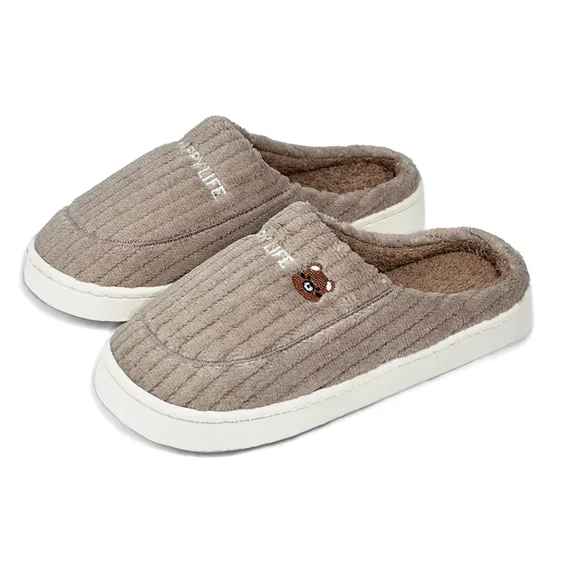 Pink Cotton Warm Slippers for Women Men Autumn Winter - Image 7