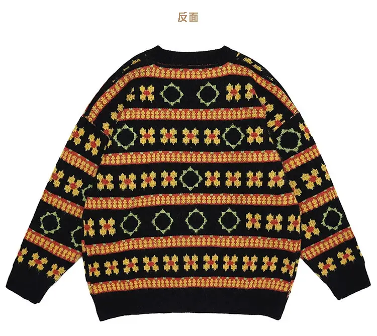 Men's Retro Mori Style Sweater Outfit Blue Orange Winter Wear — feature 16