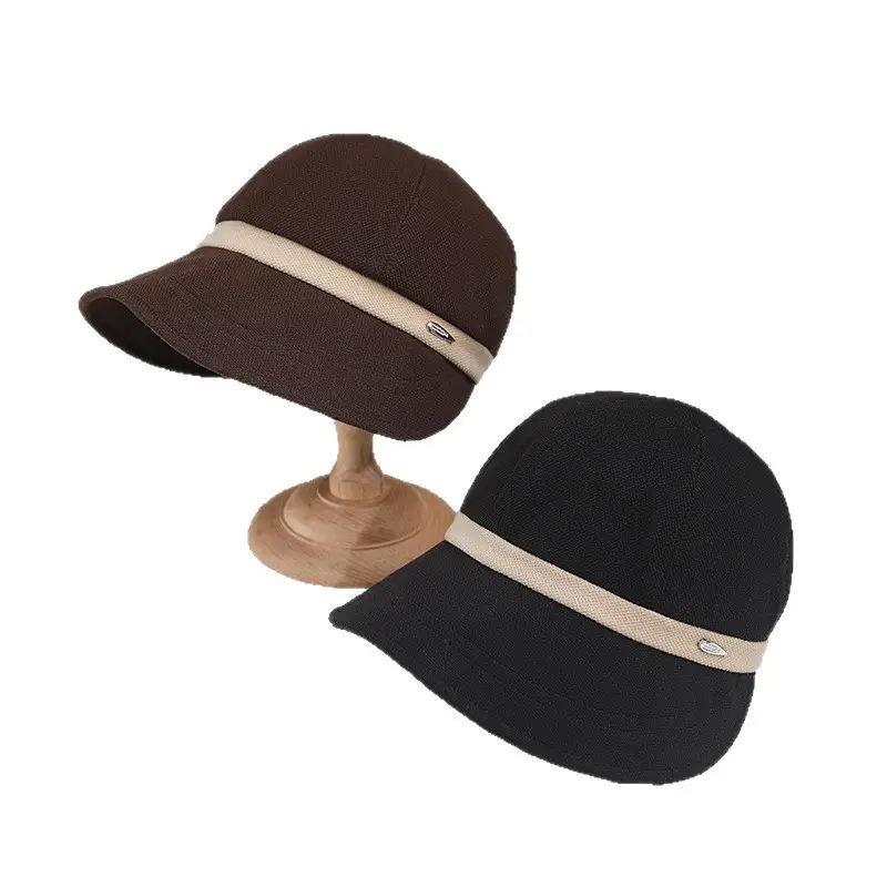 Korean Style Knitted Fisherman Hat for Women Brown Black