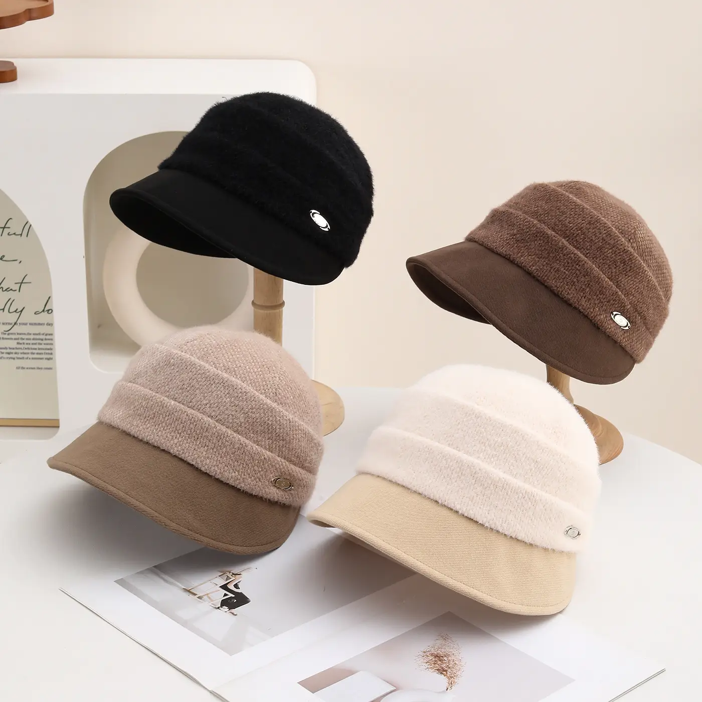 Korean Style Knitted Fisherman Hat for Women Brown Black — feature 2