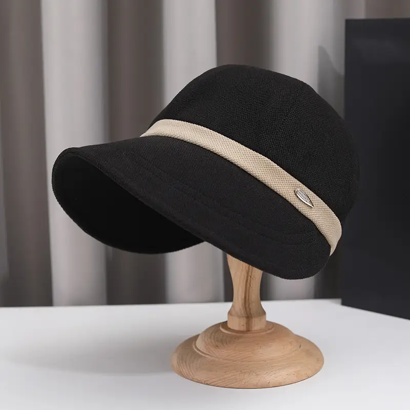 Korean Style Knitted Fisherman Hat for Women Brown Black