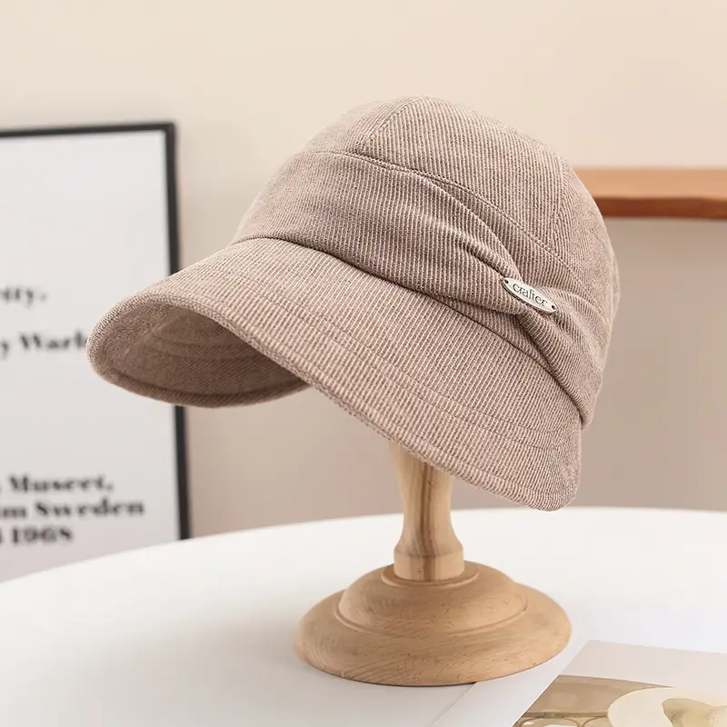 Korean Style Knitted Fisherman Hat for Women Brown Black