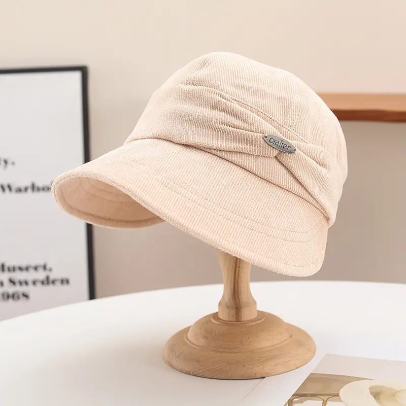 Korean Style Knitted Fisherman Hat for Women Brown Black