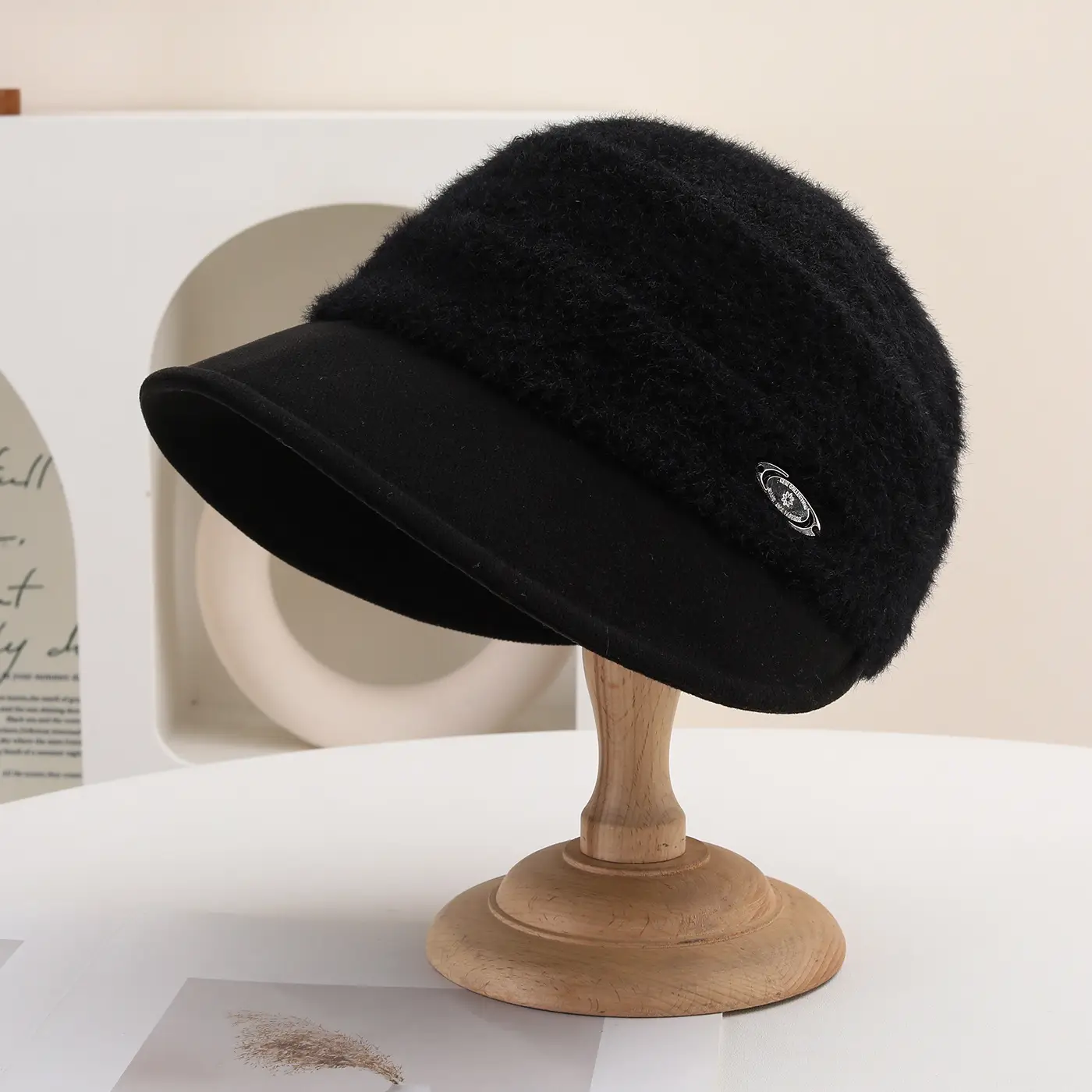 Korean Style Knitted Fisherman Hat for Women Brown Black