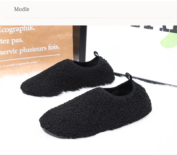 Black Cotton Slip-On Shoes for Men Women Indoor Wear — feature 11