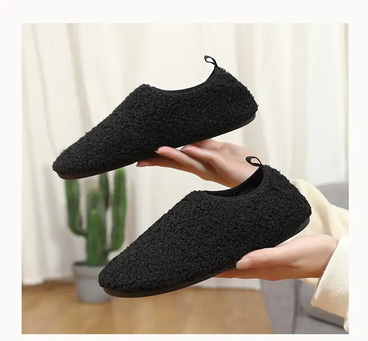 Black Cotton Slip-On Shoes for Men Women Indoor Wear — feature 15
