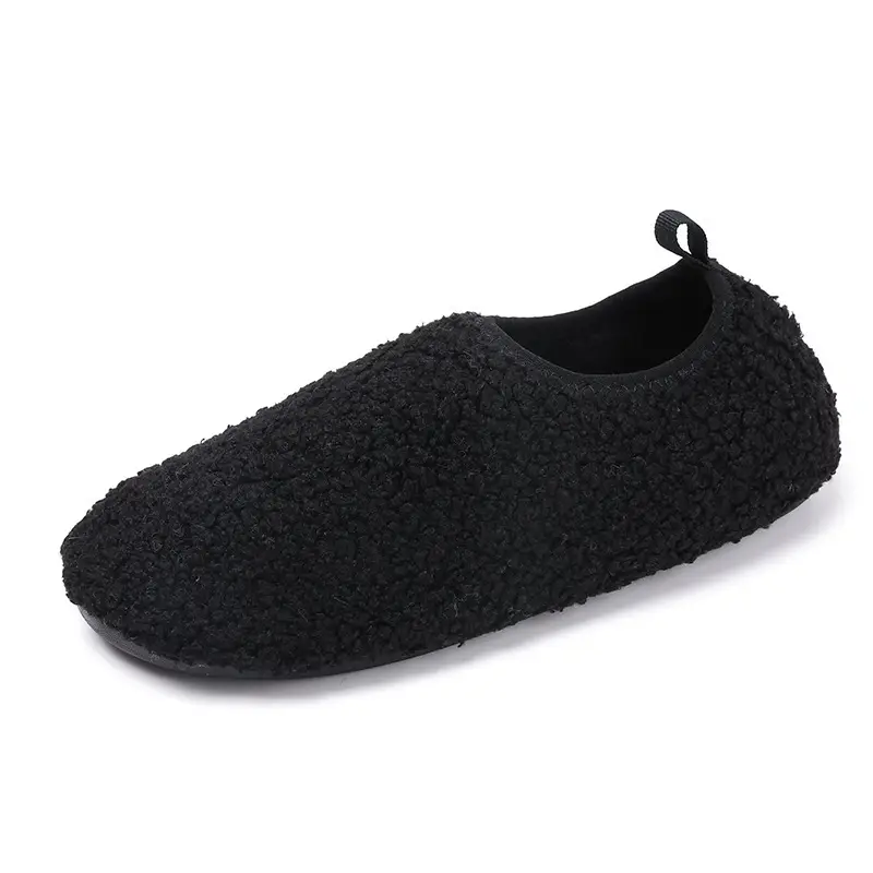 Black Cotton Slip-On Shoes for Men Women Indoor Wear