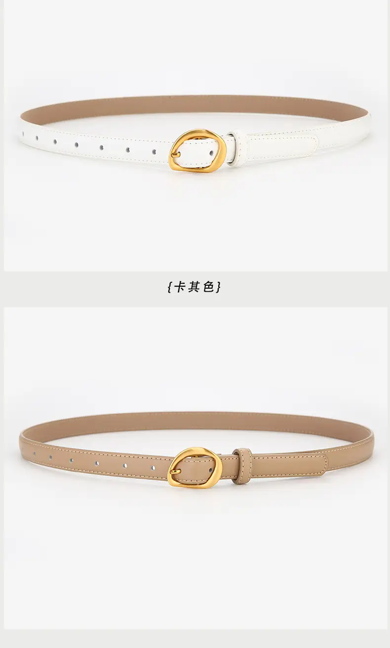 New Women's Brown Leather Belt with Gold Buckle β feature 10