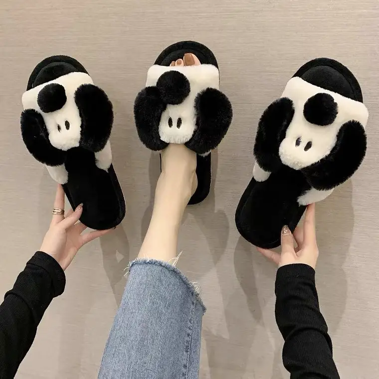 New Cute Dog Cotton Slippers for Women Couple Instagram Fashionable Indoor Home Non-slip Warm Plush Cotton Shoes for Men - Image 3