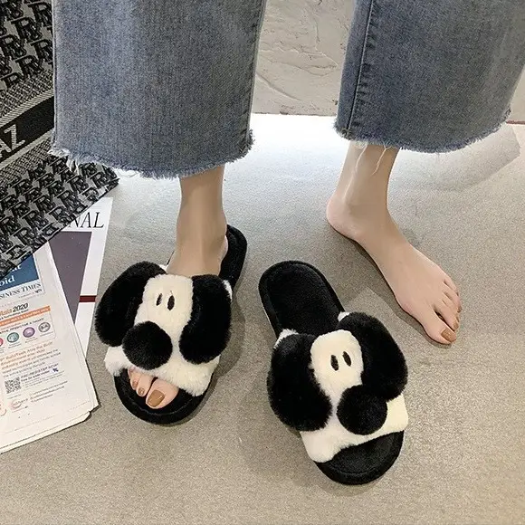 New Cute Dog Cotton Slippers for Women Couple Instagram Fashionable Indoor Home Non-slip Warm Plush Cotton Shoes for Men - Image 4