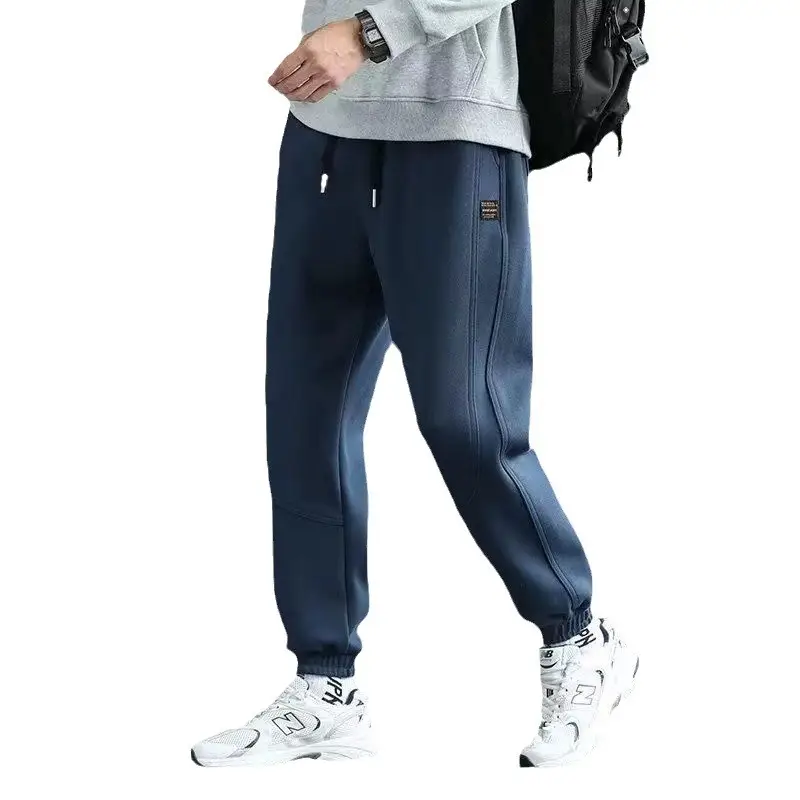 Men Grey Fleece Lined Casual Pants Winter Warm Loose Fit - Image 12